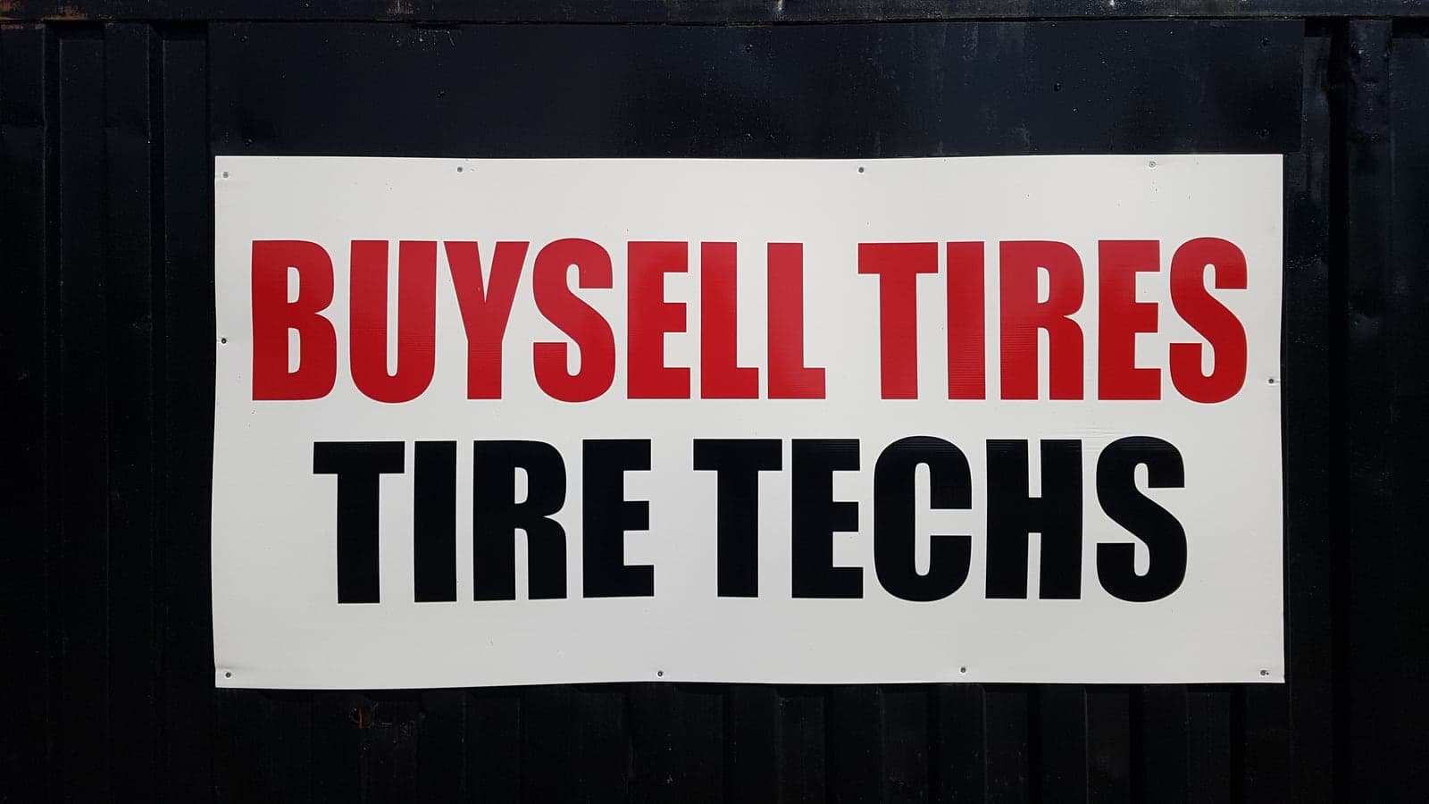 BuySell Tires — Tire Techs shop sign in Aldergrove, BC